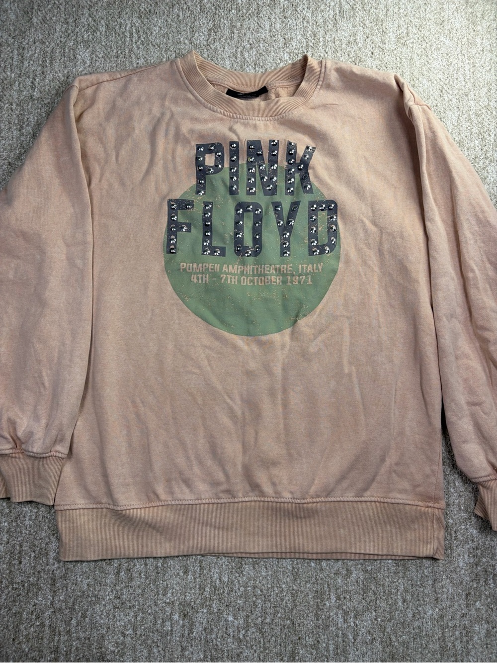 Pink Floyd Crewneck Sweatshirt in Peach with Green Graphic